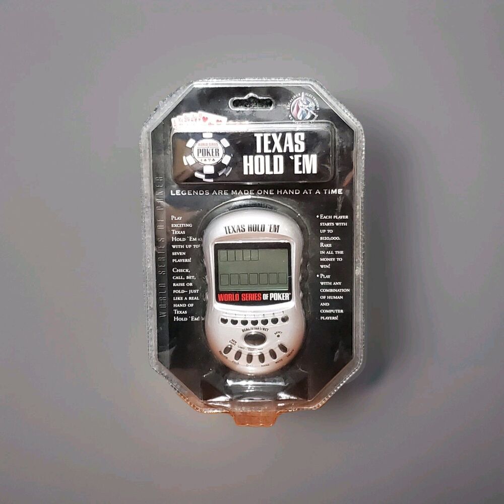 New TEXAS HOLD EM Electronic Handheld Game World Series of Poker Travel Size